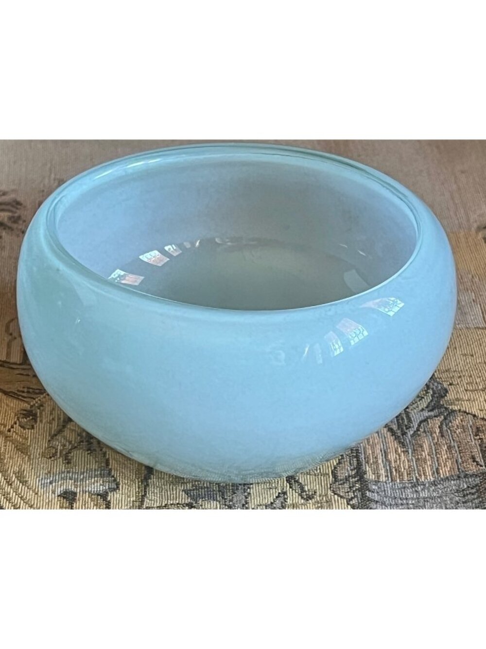 Murano Modernist 1960s Blown Glass Bowl Opaline Blue 4" Tall Collectible MCM